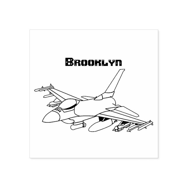 Military fighter jet plane cartoon rubber stamp (Imprint)