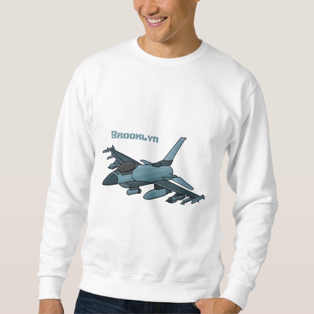 Military fighter jet plane cartoon  sweatshirt (Front)