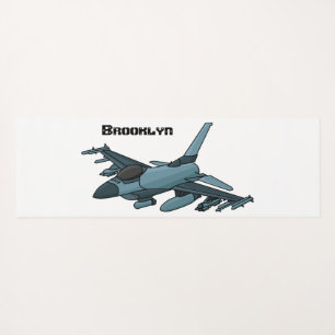 Military fighter jet plane cartoon yoga mat