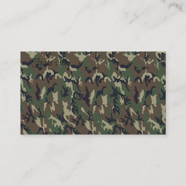 Military Forest Camouflage Background Business Card (Front)