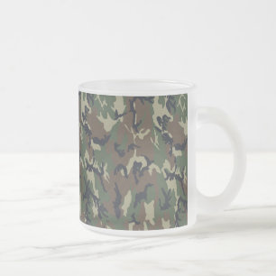 Military Forest Camouflage Background Frosted Glass Coffee Mug