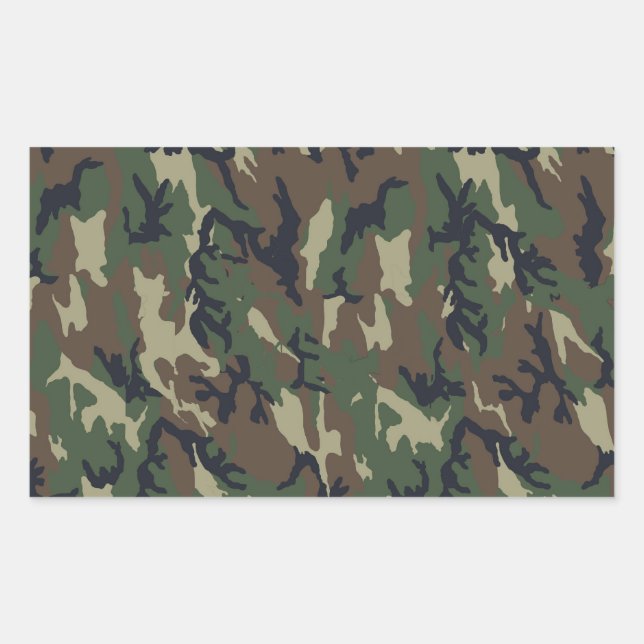Military Forest Camouflage Background Rectangular Sticker (Front)