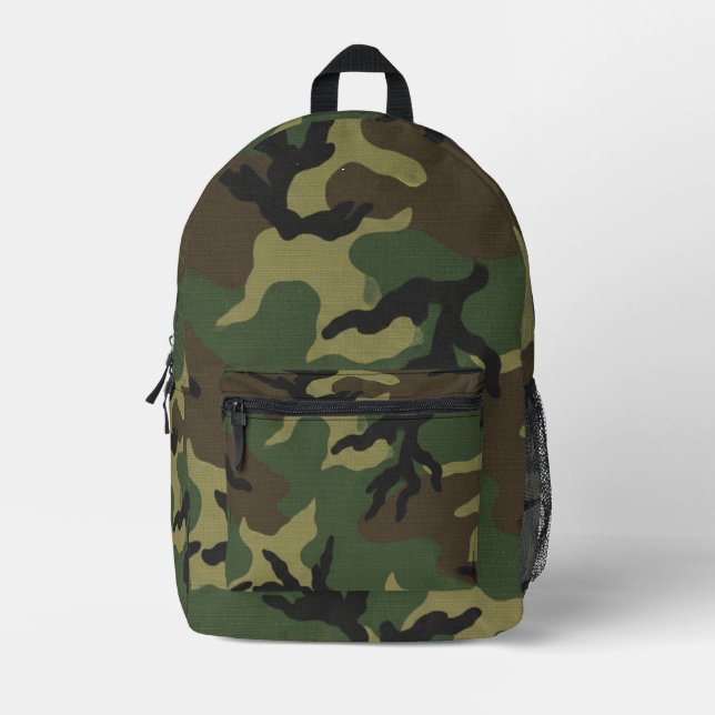 Military Forest Camouflage Pattern Printed Backpack (Front)