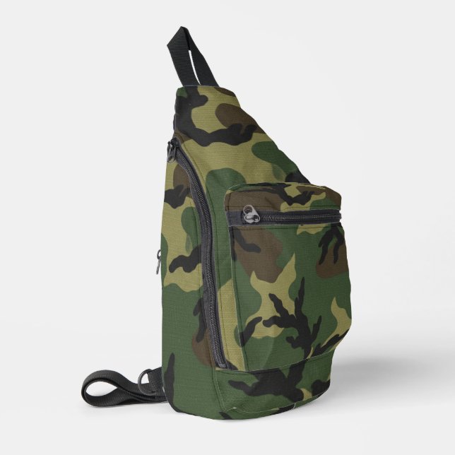 Military Forest Camouflage Pattern Sling Bag (Left Corner)