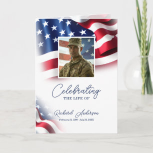 Military Funeral Program with Flag Card