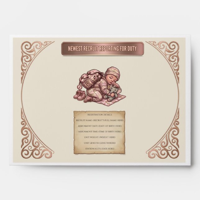 Military Girl Envelope — Pink Recruit Reporting (Front)
