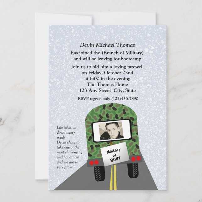 Military Going Away Party Invitation (Front)