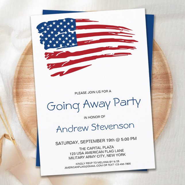 Military Going Away Party USA American Flag Party Invitation (Creator Uploaded)