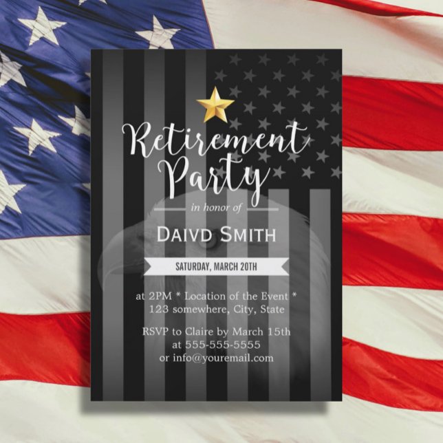 Military Gold Star Bald Eagle US Flag Retirement Invitation (Creator Uploaded)