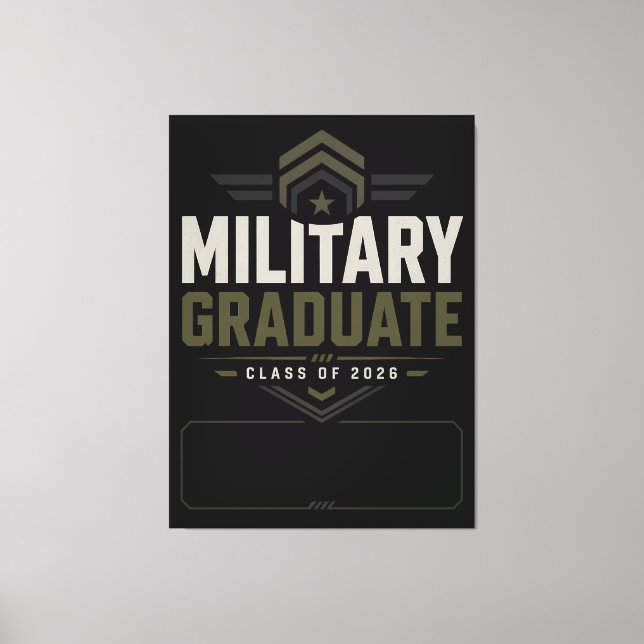 Military Graduate 2026 Custom Name Design Canvas Print (Front)