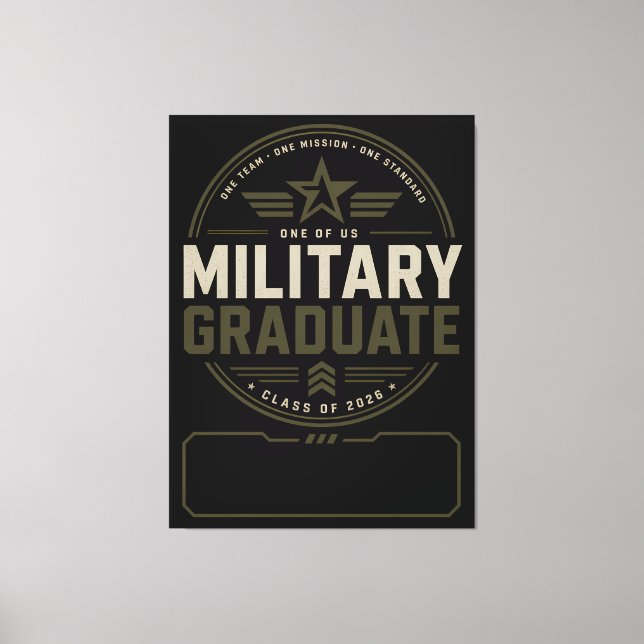 Military Graduate 2026 Custom Name Gift Canvas Print (Front)