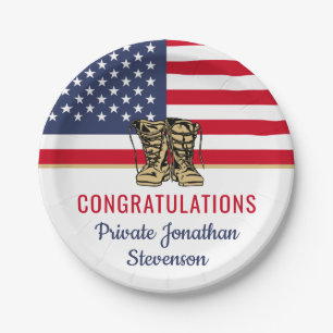 Military Graduation Army Boot Camp Patriotic Paper Plate