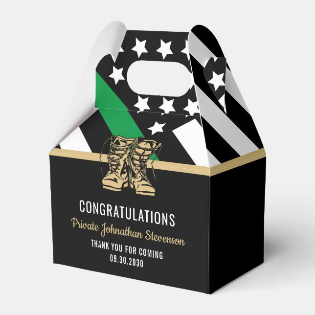 Military Graduation Thin Green Line Flag Army Favour Box (Back Side)