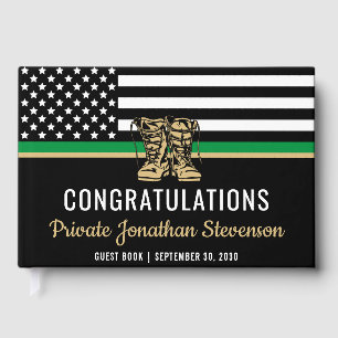 Military Graduation Thin Green Line Flag Army Guest Book