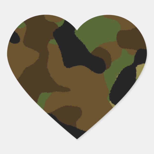 Military Green Army Camo Camouflage Pattern Heart Sticker (Front)
