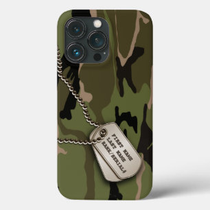 Military Green Camo w/ Dog Tag iPhone 13 Pro Case