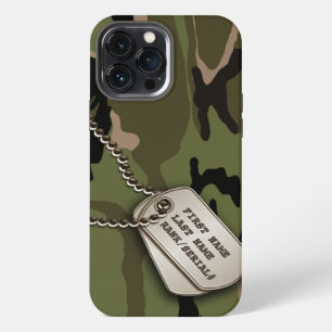 Military Green Camo w/ Dog Tag iPhone 13 Pro Max Case