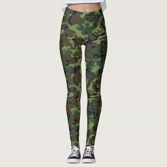 Military Green Camouflage Leggings (Front)