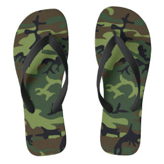 Military Green Camouflage Pattern Adult Flip Flops