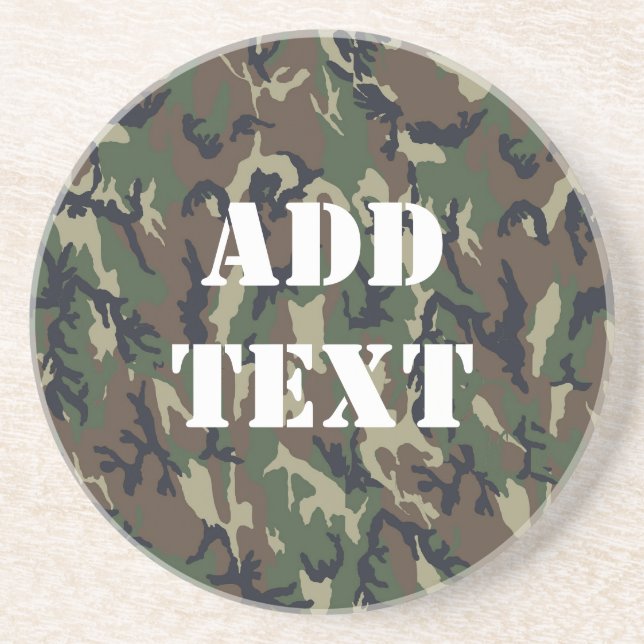Military Green Camouflage Pattern Coaster (Front)