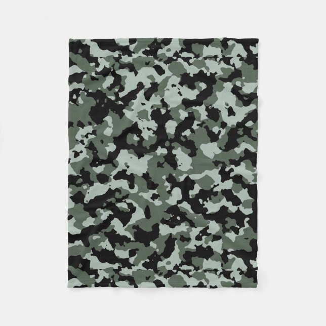 Military Green Camouflage Pattern Fleece Blanket (Front)
