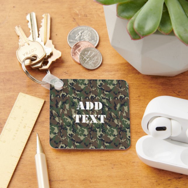 Military Green Camouflage Pattern Key Ring (Desk)