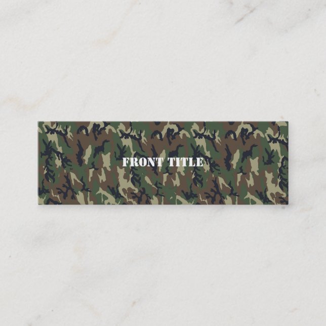 Military Green Camouflage Pattern Mini Business Card (Front)