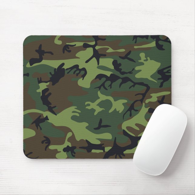 Military Green Camouflage Pattern Mouse Pad (With Mouse)