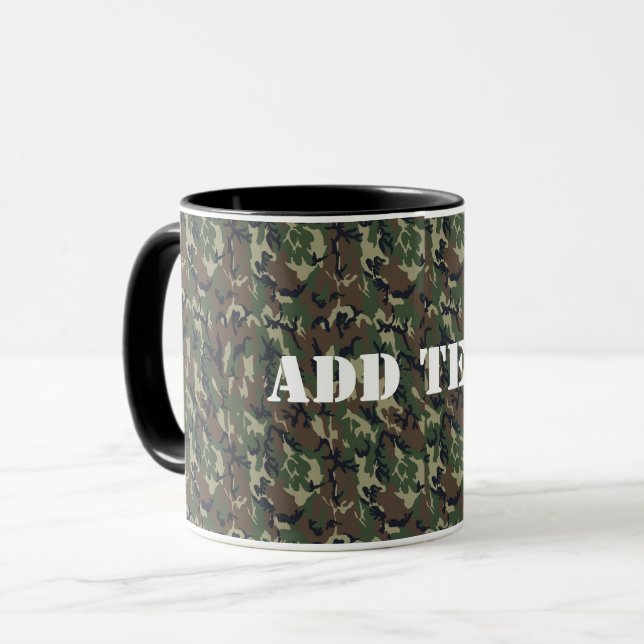 Military Green Camouflage Pattern Mug (Front Left)
