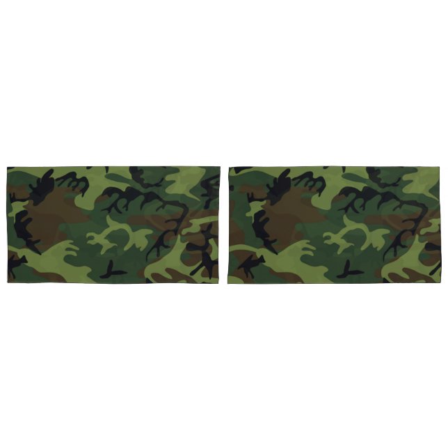 Military Green Camouflage Pattern Pillow Case Set (Front-Set)
