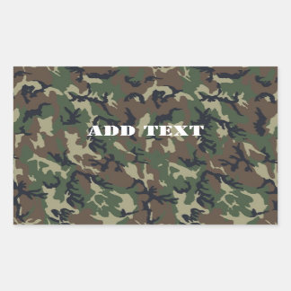 Military Green Camouflage Pattern Rectangular Sticker