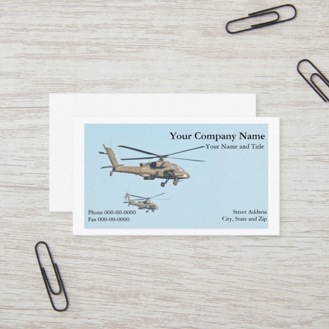 Military Helicopter Business Card (Front/Back In Situ)