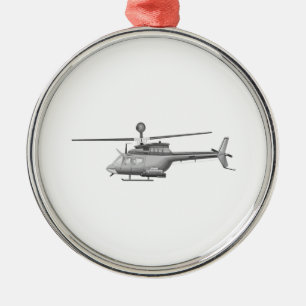 Military Helicopter Metal Tree Decoration