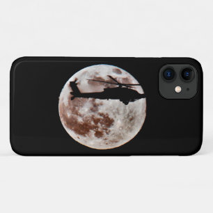 Military Helicopter With the Night Full Moon Case-Mate iPhone Case