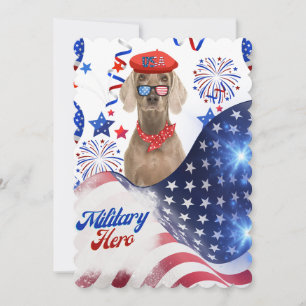 Military Hero Weimaraner Flat Greeting Card