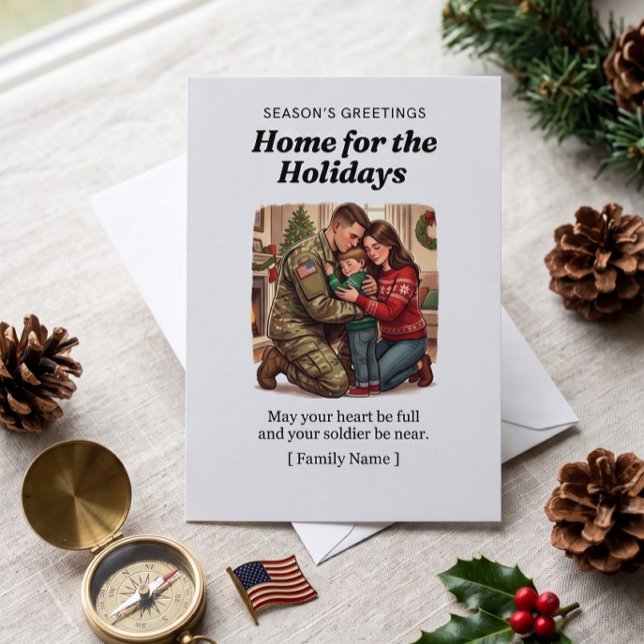 Military Home for Holidays Christmas Card (Home for the Holidays Christmas Card | Personalized Military Homecoming Card)