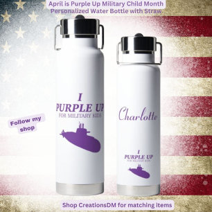 Military - I Purple Up for Military Kids Submarine Water Bottle