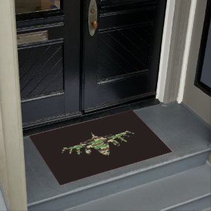 Military Jet camouflage fighter aircraft silhouett Doormat