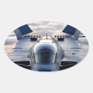 Military jet oval sticker