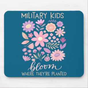 Military kid dandelion bloom where planted purple mouse pad