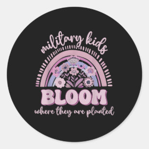 Military Kid Dandelion Bloom Where Theyre Planted  Classic Round Sticker