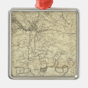 Military Map of the United States Metal Tree Decoration