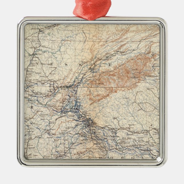 Military map, WT Sherman Metal Tree Decoration (Front)