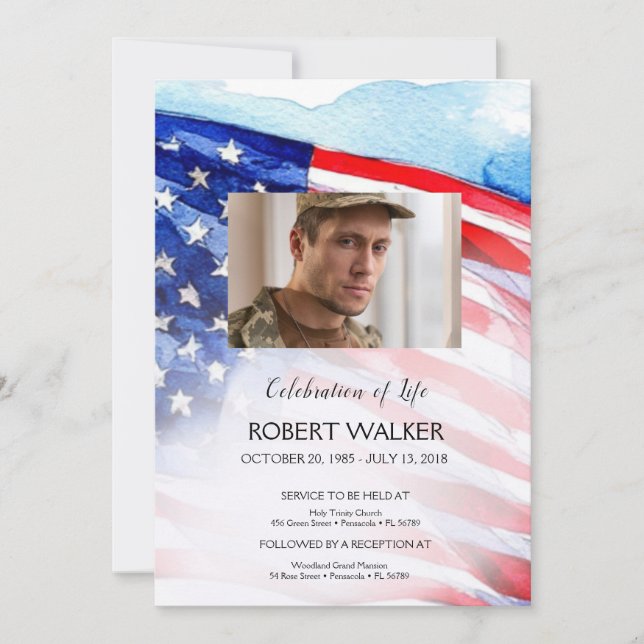 Military Memorial Celebration of Life Invitation (Front)