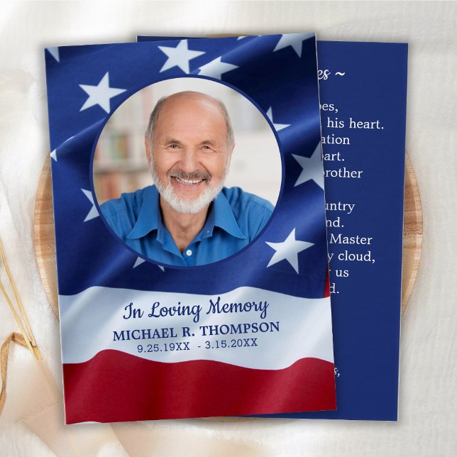 Military Memorial Prayer Card Stars & Stripes Poem (Creator Uploaded)