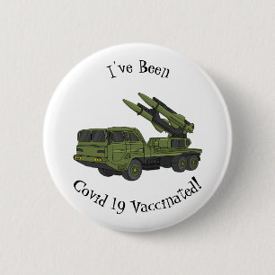 Military missile truck cartoon illustration 6 cm round badge