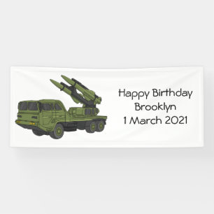 Military missile truck cartoon illustration banner