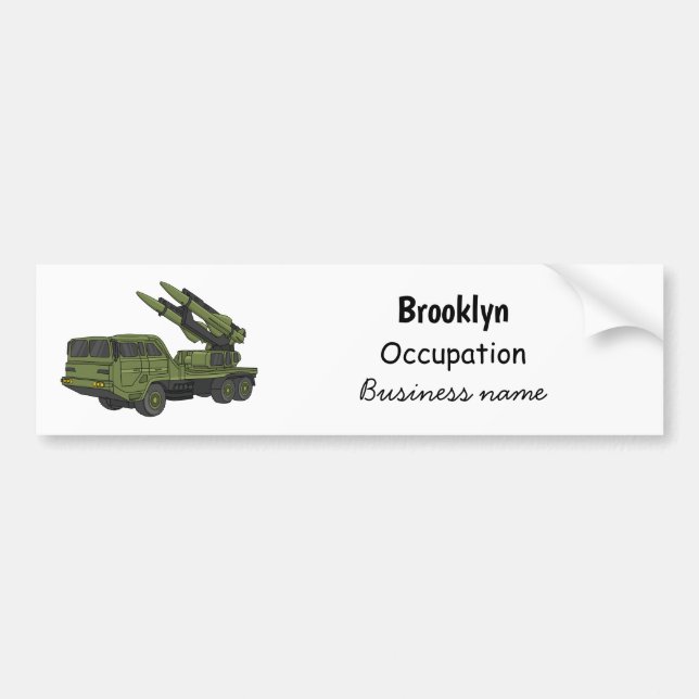 Military missile truck cartoon illustration bumper sticker (Front)