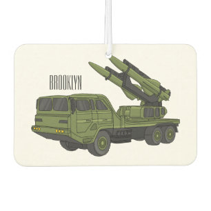 Military missile truck cartoon illustration car air freshener