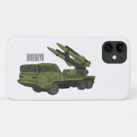 Military missile truck cartoon illustration